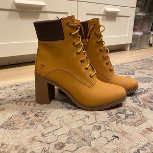 Timberland Women's Allington 6-Inch Lace-Up Heeled Boot Wheat Nubuck Size 10